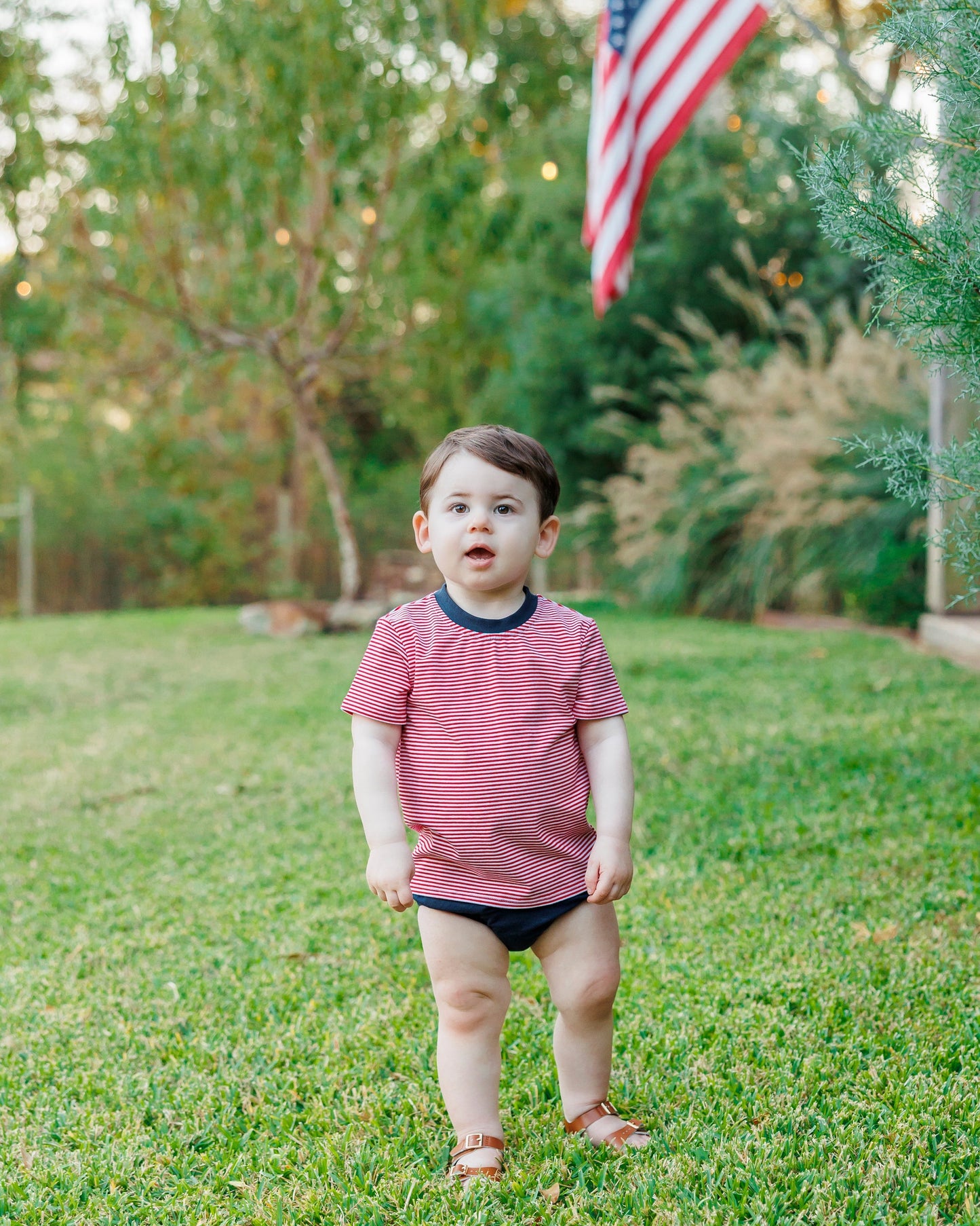 Avery Diaper Set- Red Stripe and Navy