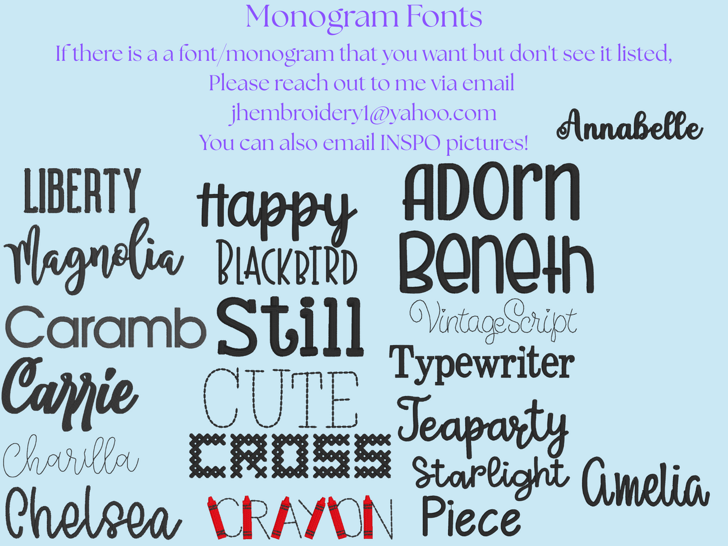 Embroidery Fonts