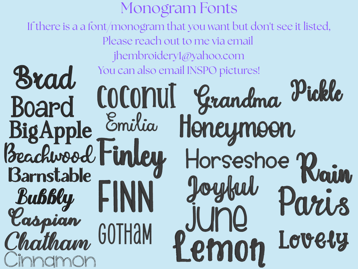Embroidery Fonts