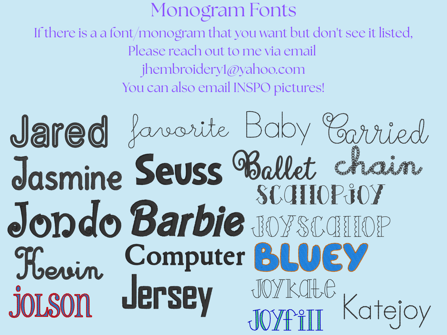 Embroidery Fonts