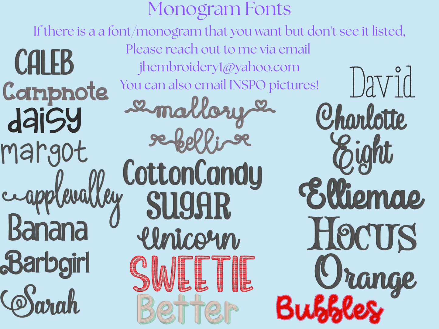 Embroidery Fonts