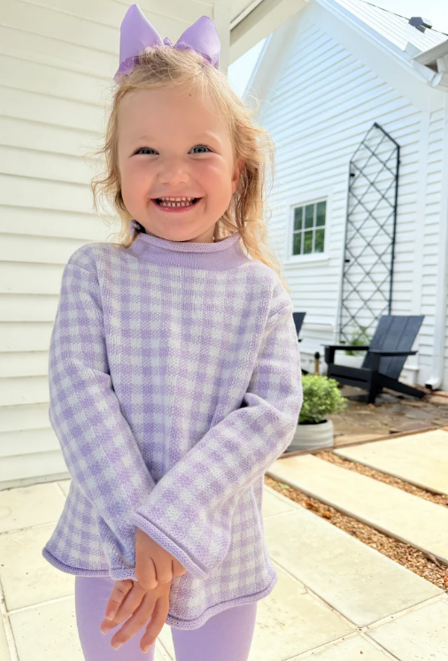 Lavender Gingham Sweater