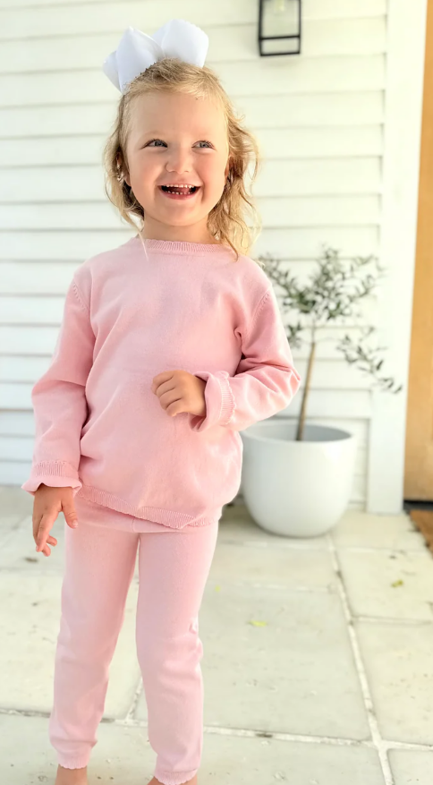 Girls knit organic cotton set- Light Pink