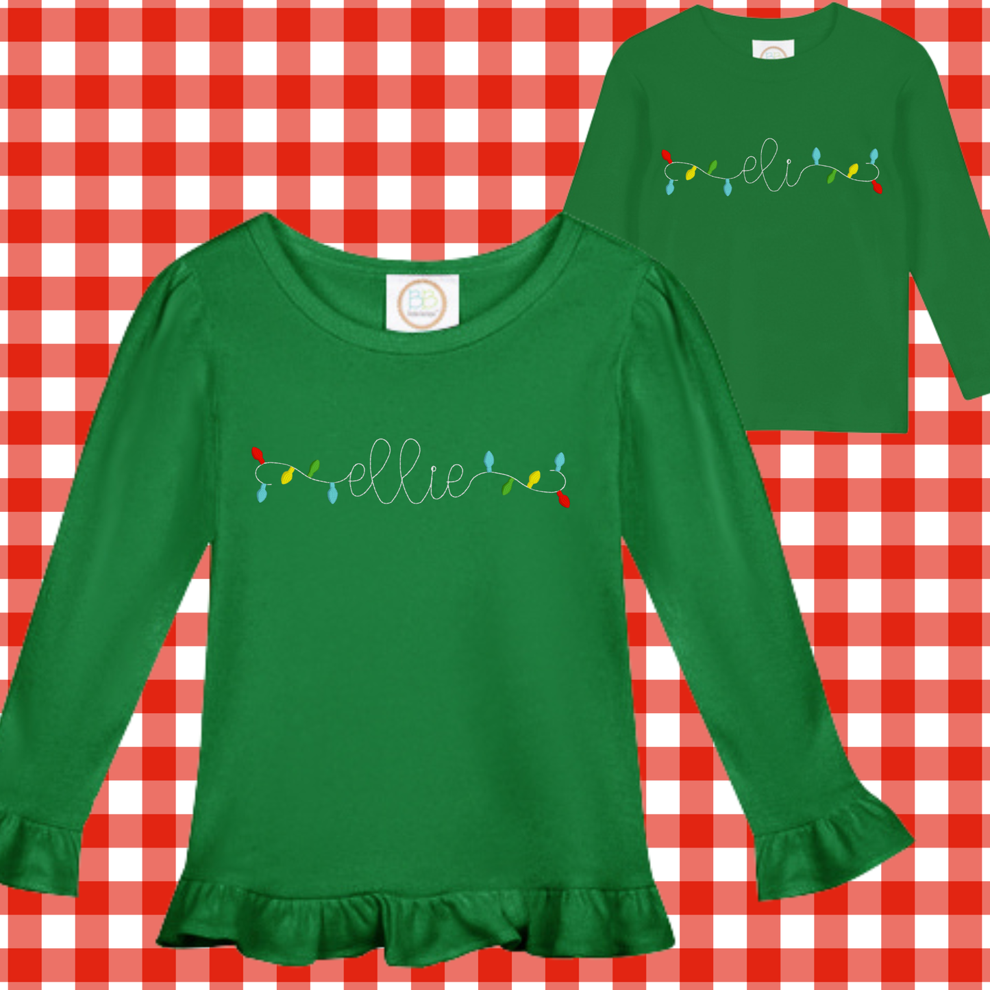 Christmas Lights Embroidered Shirt