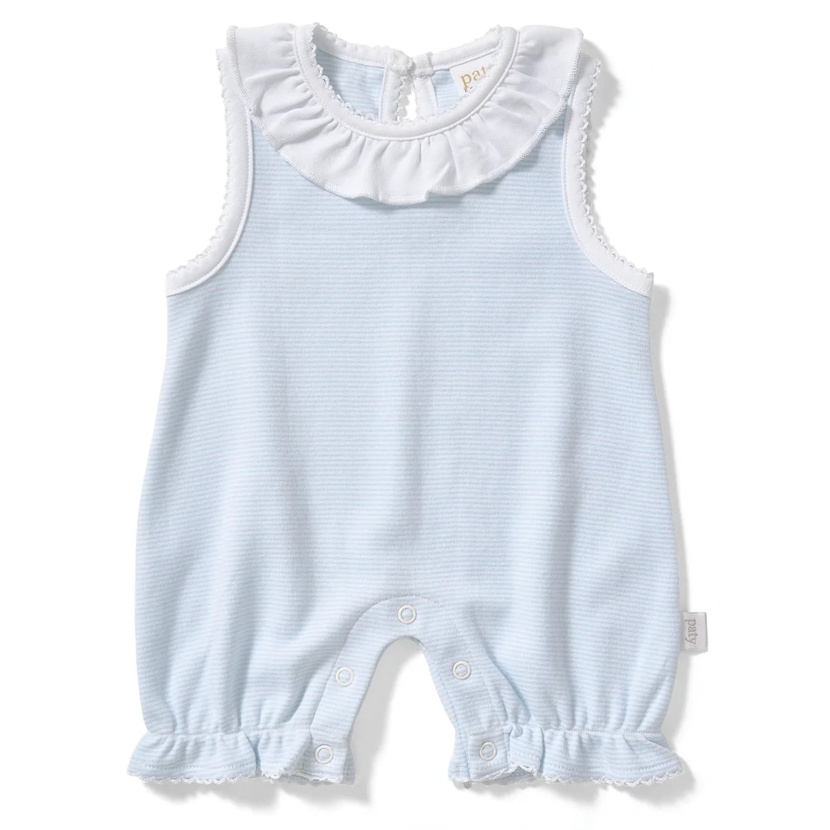 Paty Organic Cotton Striped Bubble with Ruffle Collar