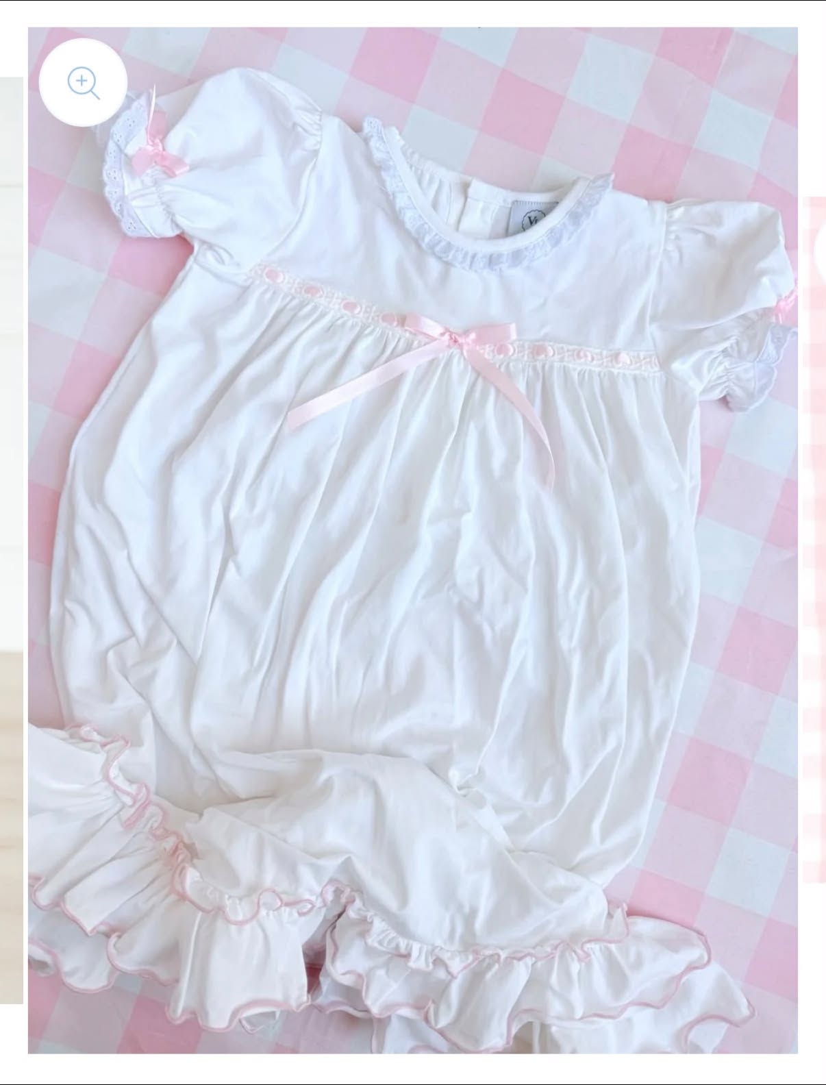 Pima Cotton Embroidered White and Light Pink Dress