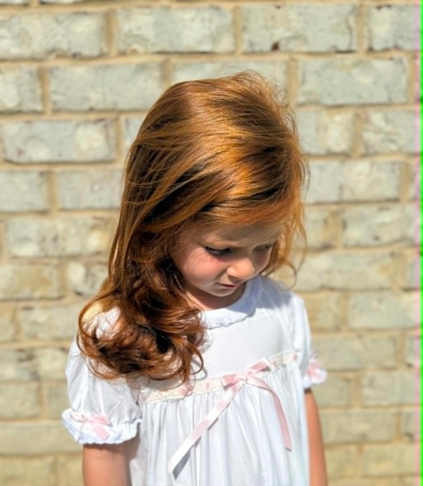 Pima Cotton Embroidered White and Light Pink Dress