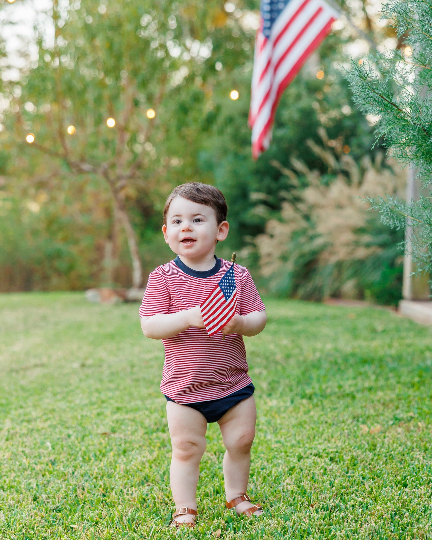 Avery Diaper Set- Red Stripe and Navy
