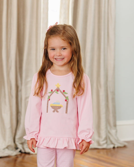 Away In A Manger Ruffle Top