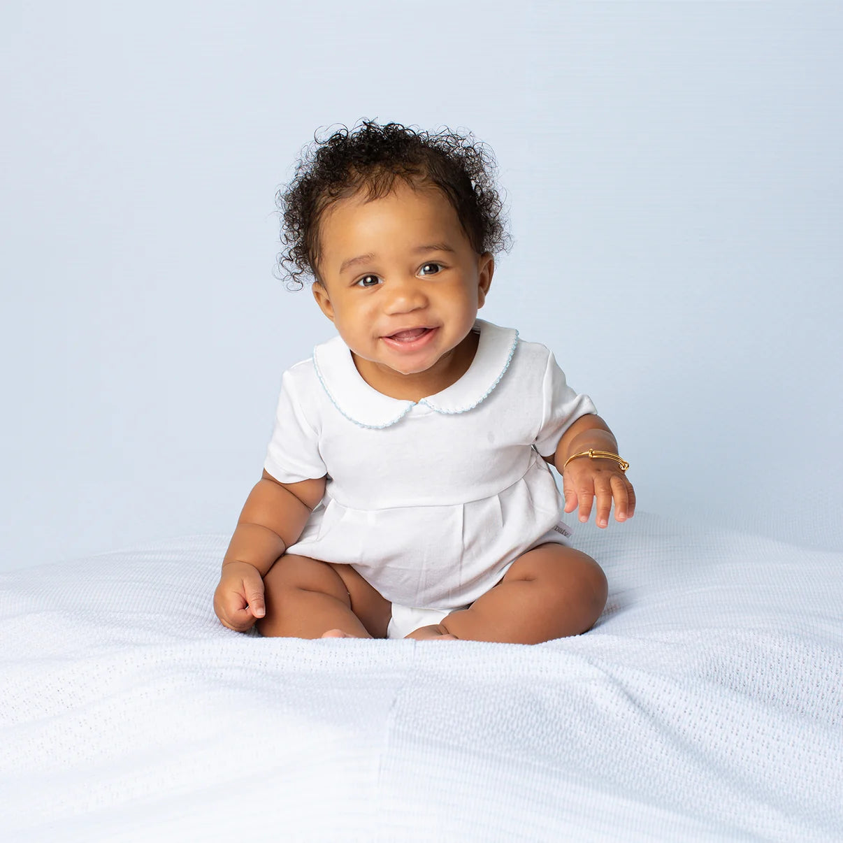 Paty Organic Cotton Onesie with Peter Pan Collar and Pleated Front