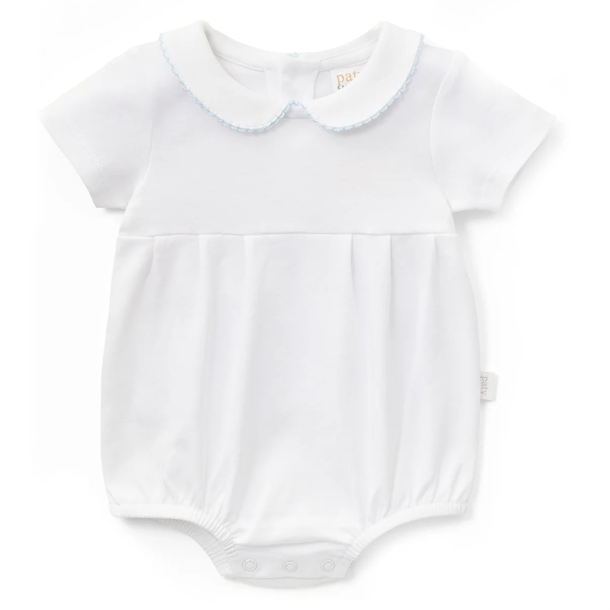 Paty Organic Cotton Onesie with Peter Pan Collar and Pleated Front