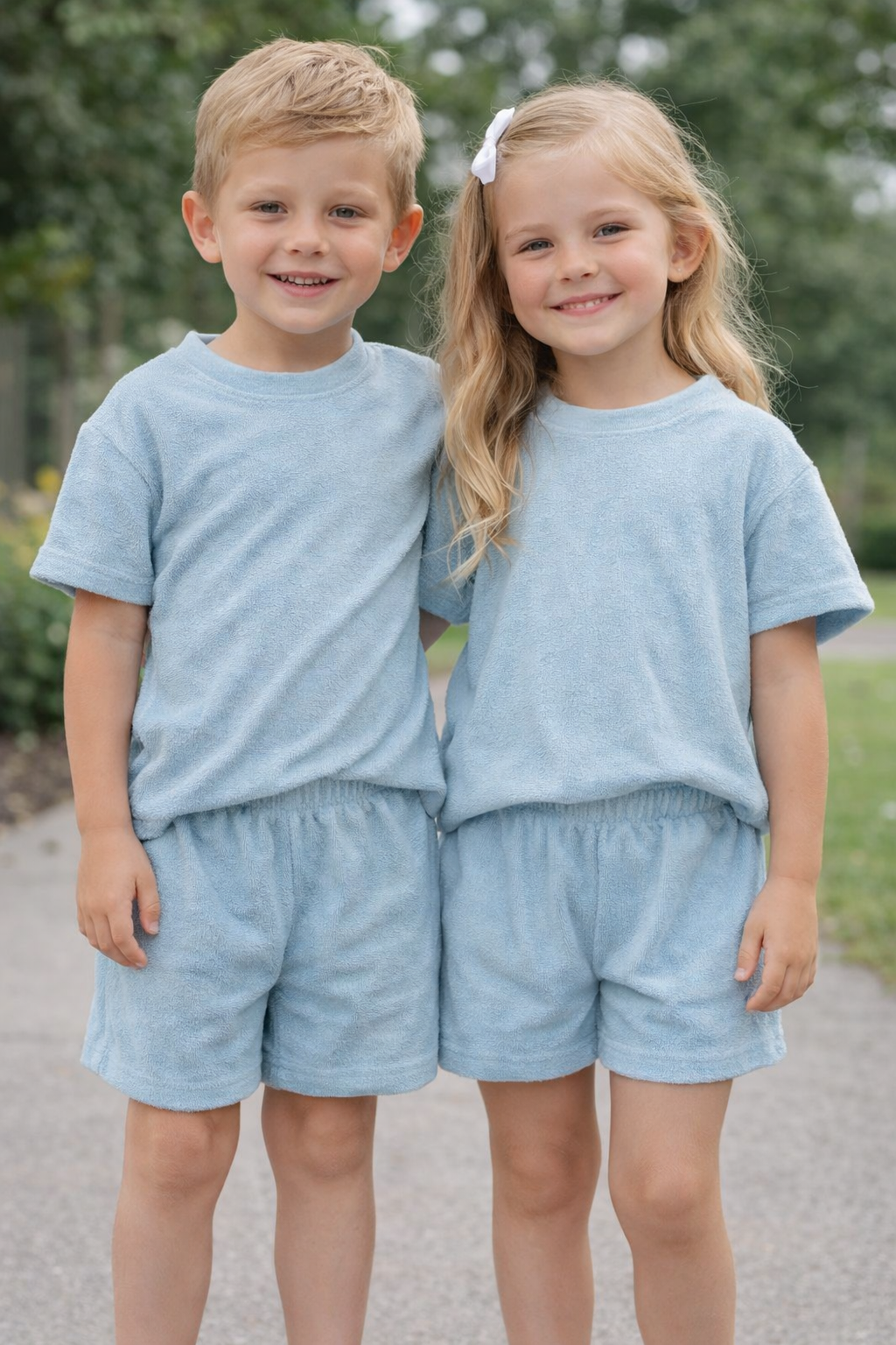 Terry Cloth Light Blue Short Set