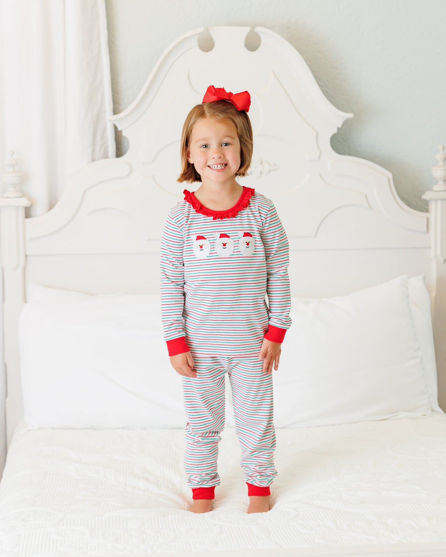Christmas Candy Stripe Santa Ruffle Set