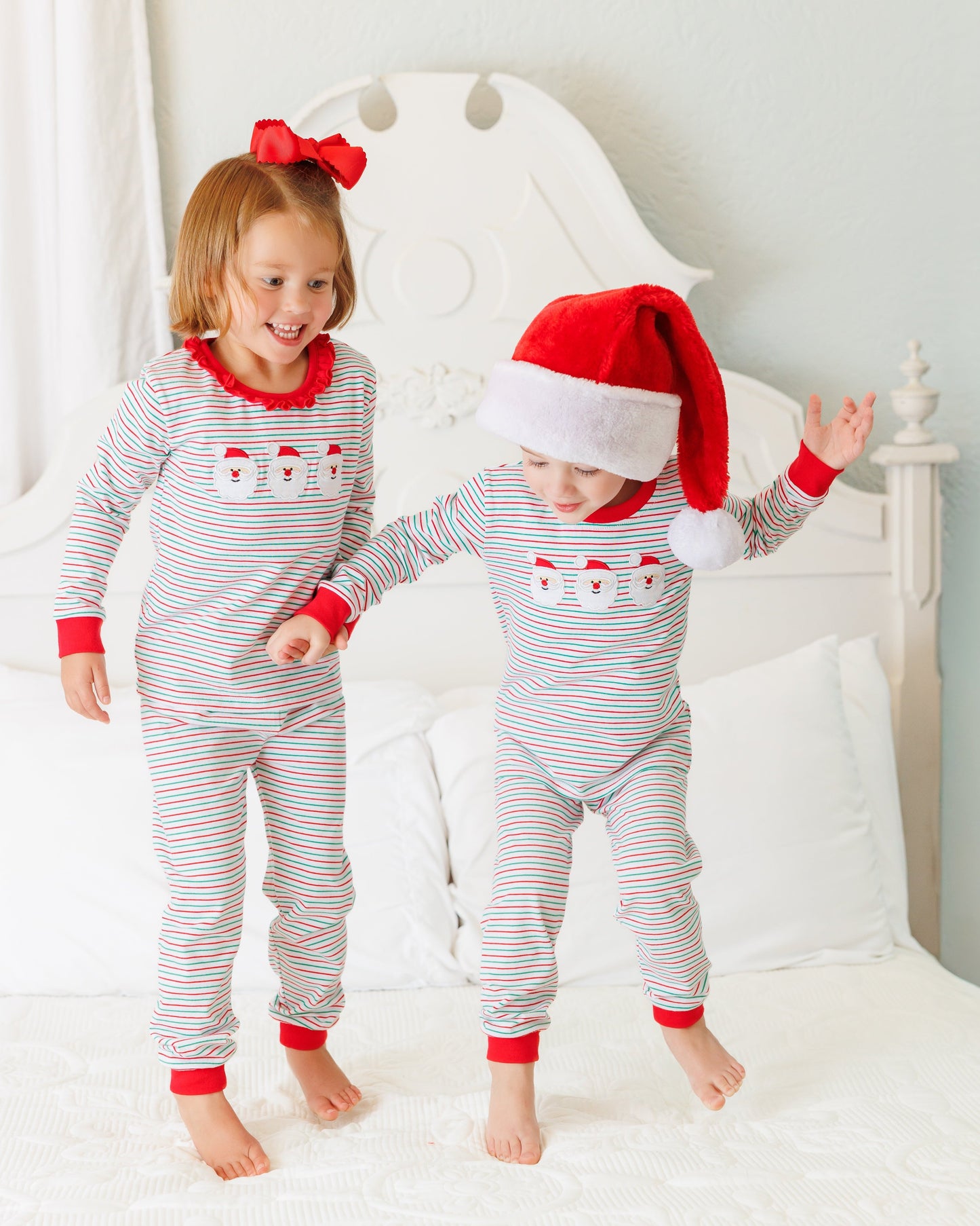 Christmas Candy Stripe Santa Ruffle Set