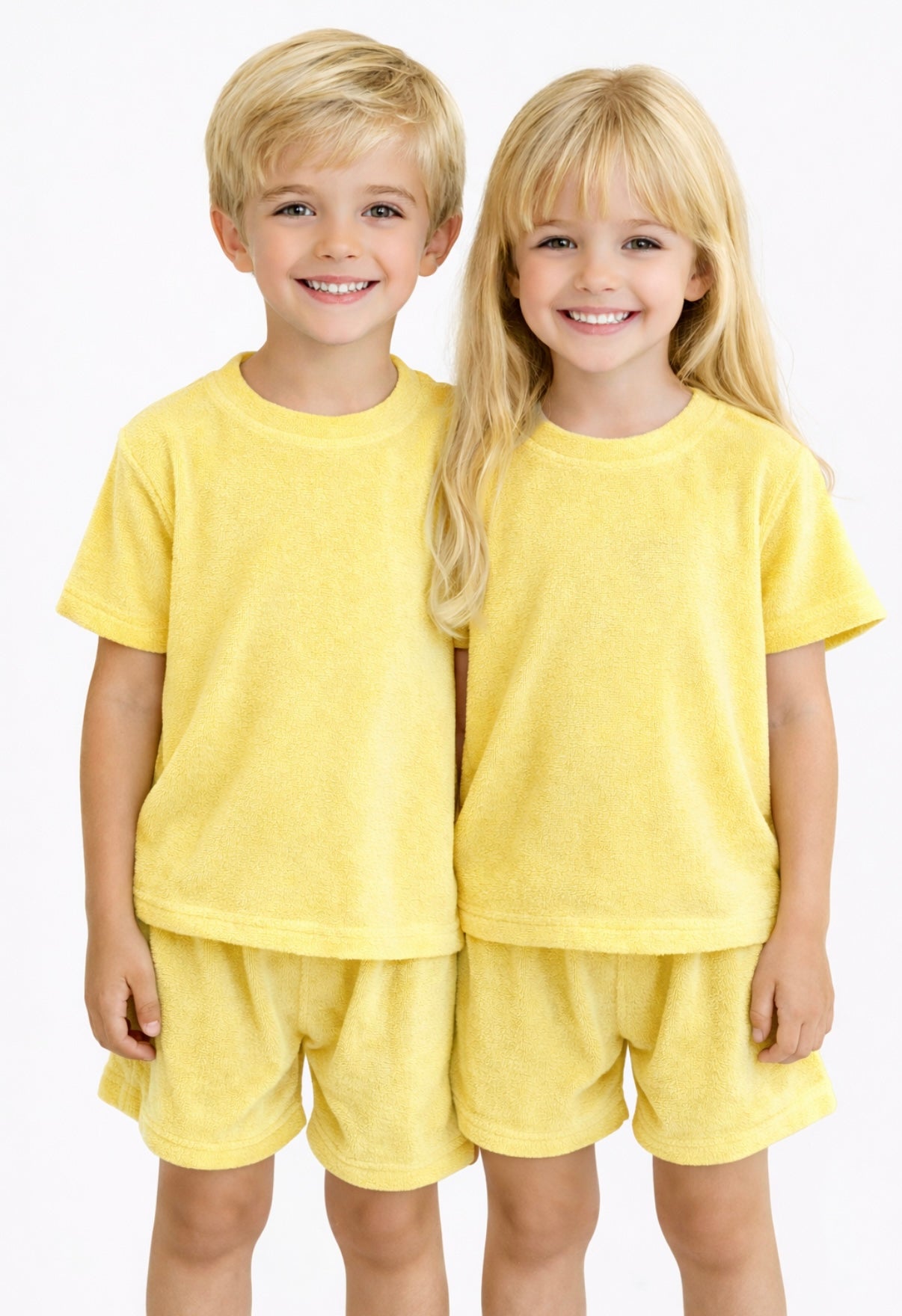Terry Cloth Pastel Yellow Short Set