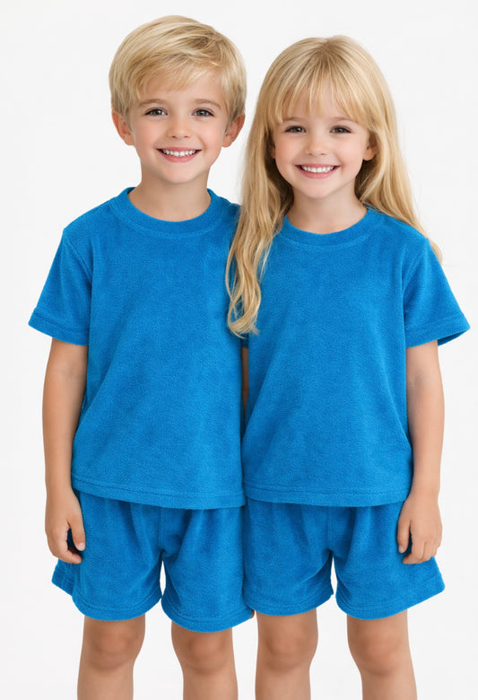 Terry Cloth Cobalt Blue Short Set