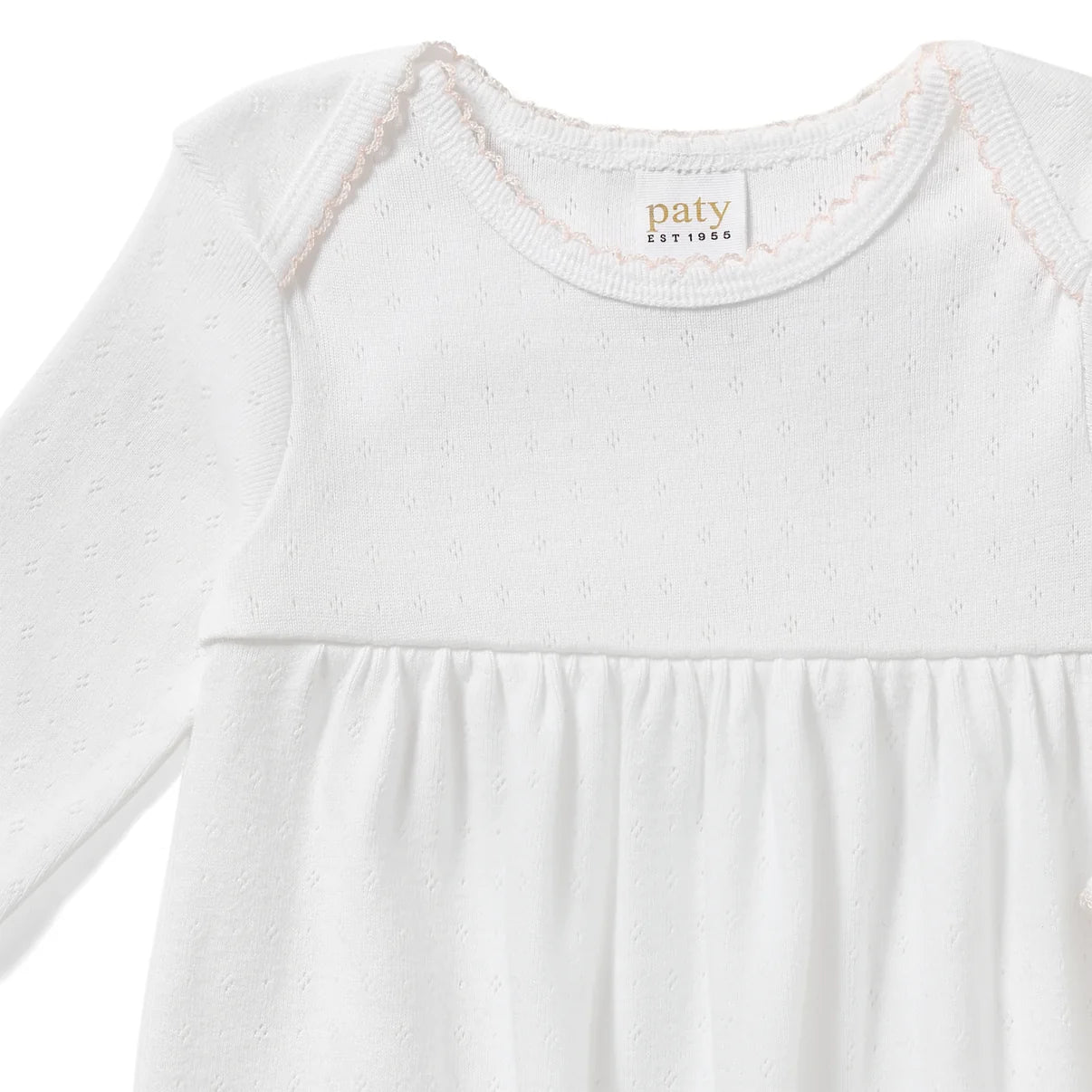 Paty Organic Cotton Pointelle Gown with Overlap Shoulder