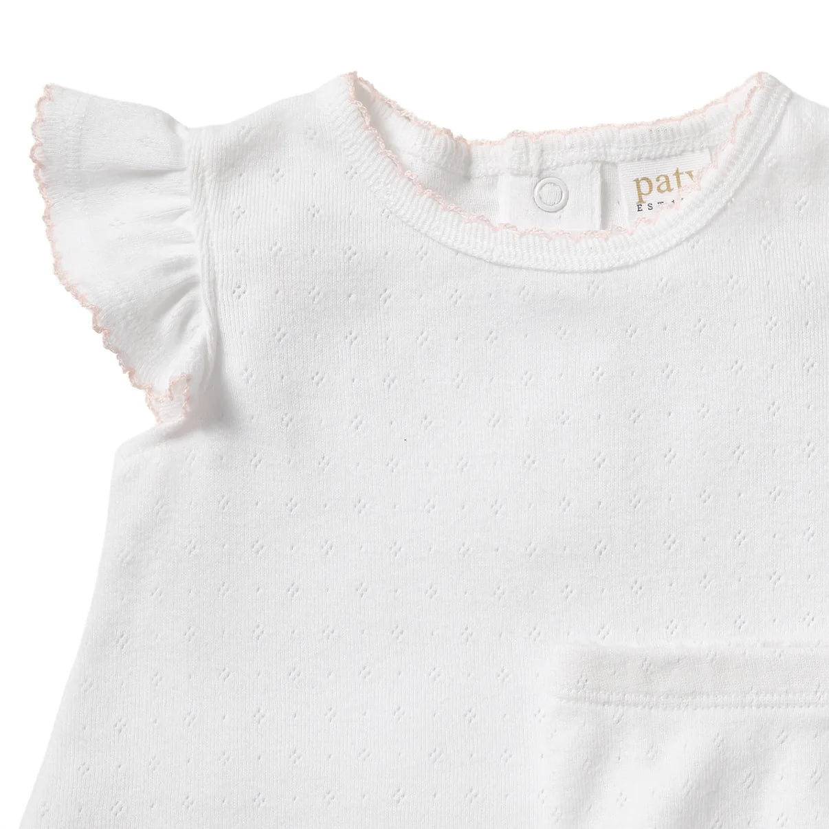 Paty Organic Cotton Pointelle Diaper Set with Flutter Sleeves
