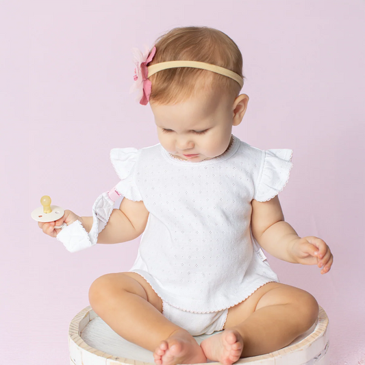 Paty Organic Cotton Pointelle Knit Pacifier Clip