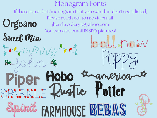 Embroidery Fonts