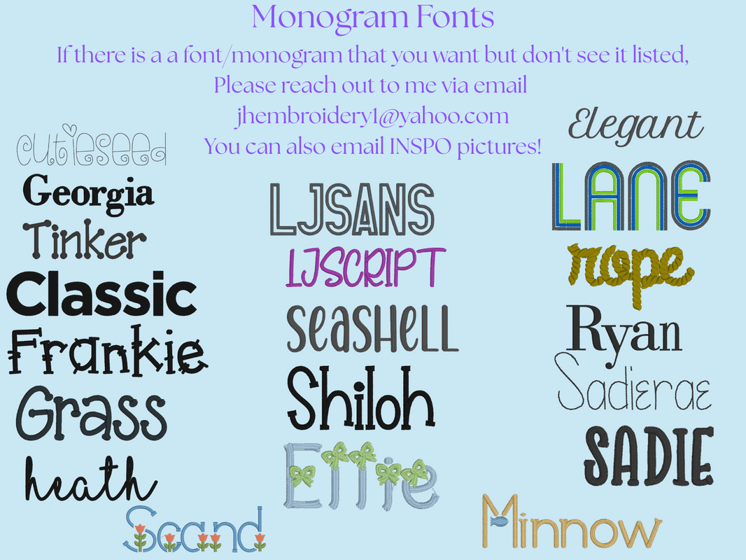 Embroidery Fonts/Monograms – JH Embroidery