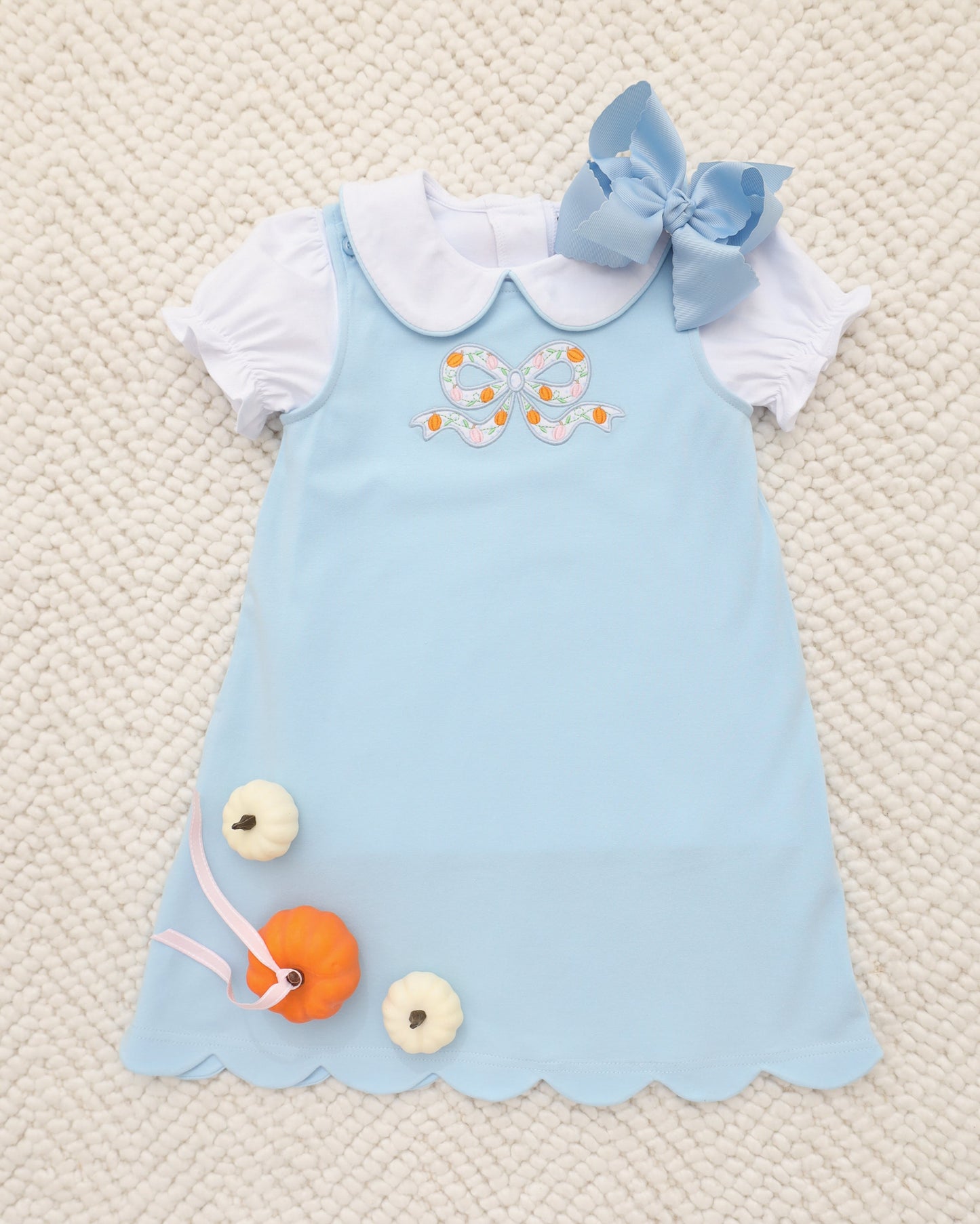 Pumpkin Bow Scallop Jumper Set
