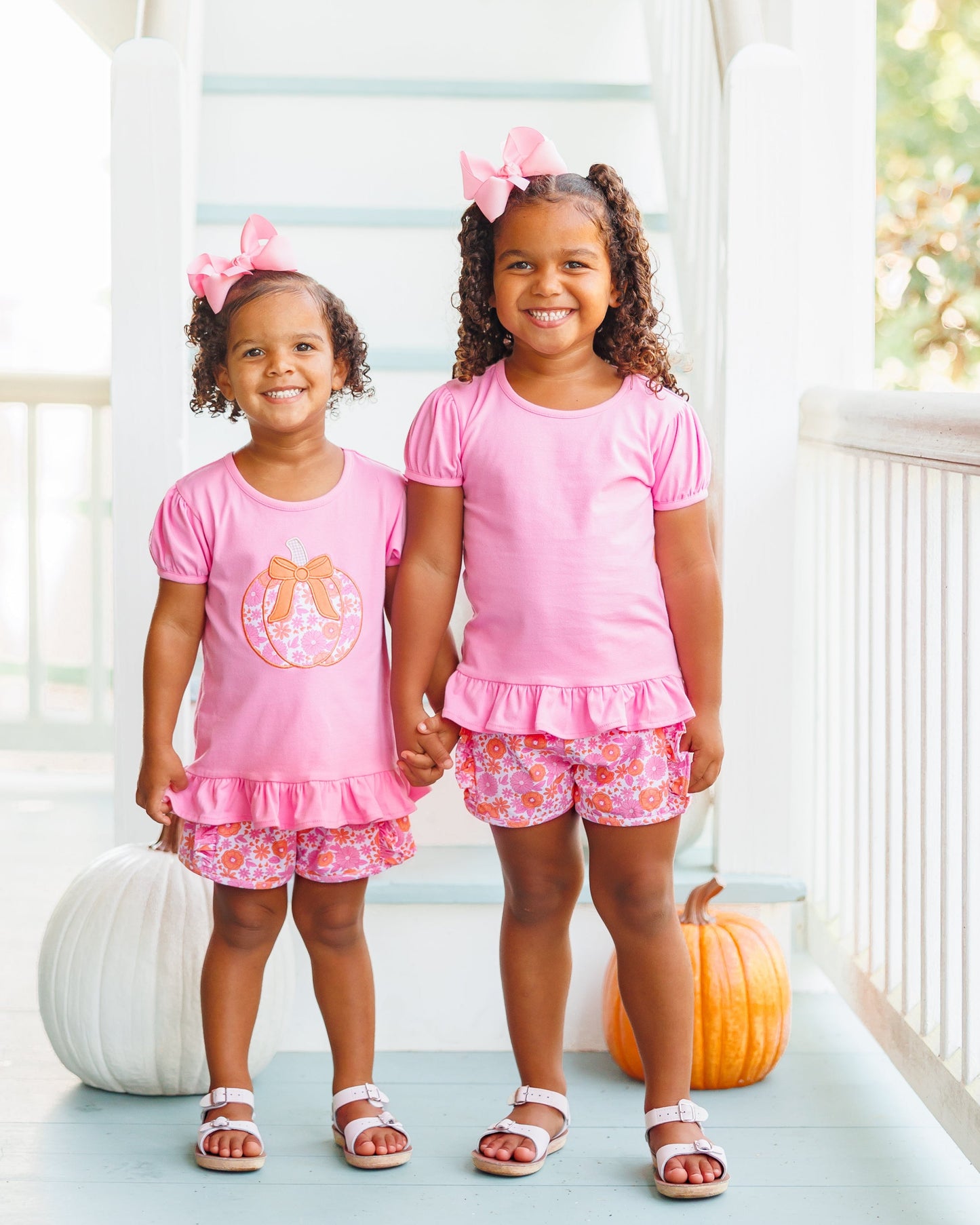 Pumpkin Petals Applique Ruffle Short Set