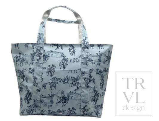 Blue Cowboy Toile- X Large Tote Bag