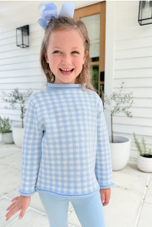 Light Blue Gingham Sweater