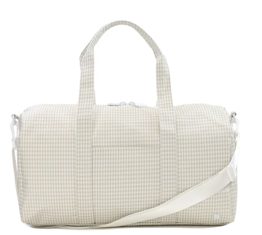Gingham Pearl Grey Weekender Duffel