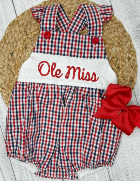 Ole Miss Custom Bow Back Ruffle Bubble