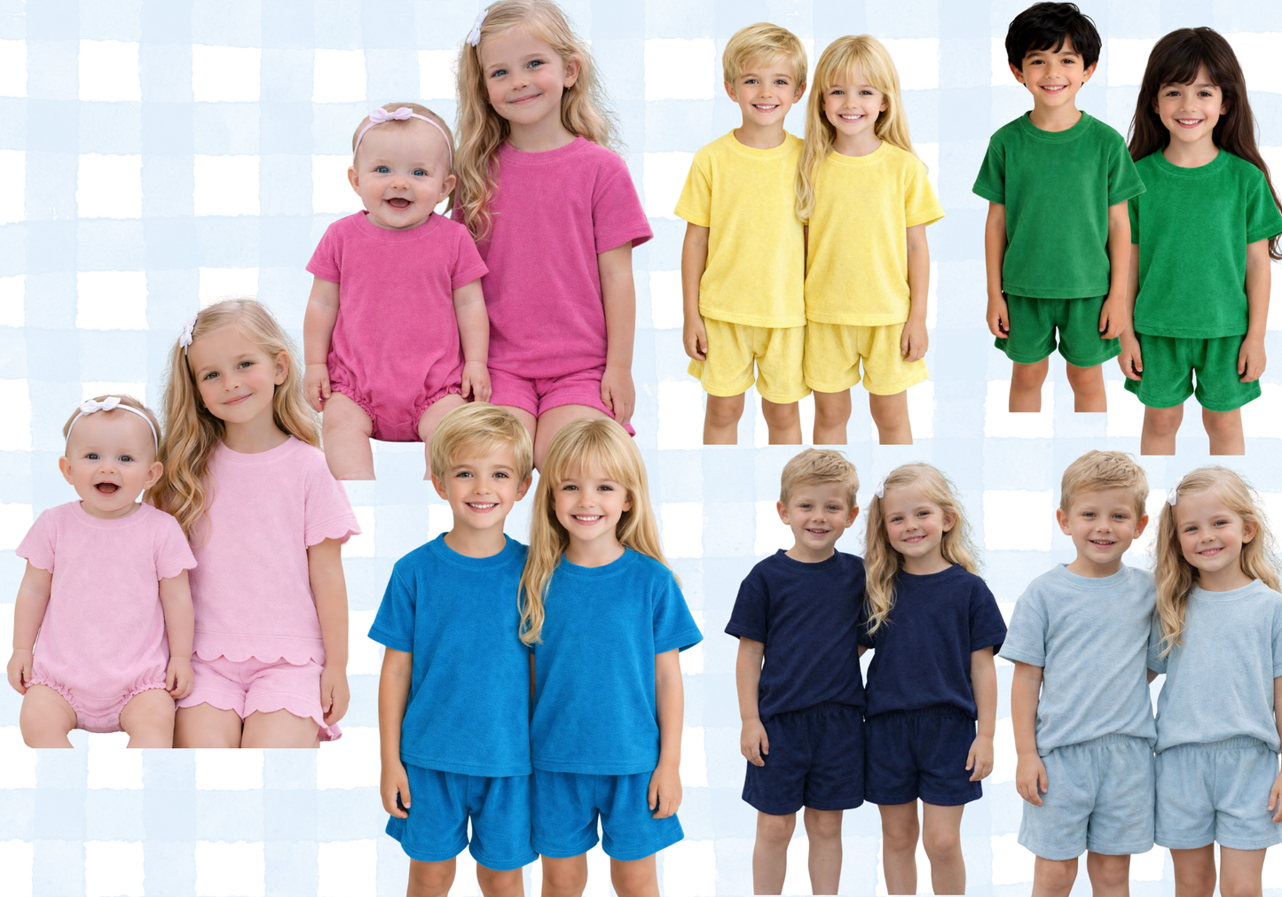 Terry Cloth Light Blue Short Set