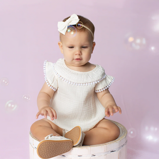 Paty Organic Cotton Muslin Bubble with Pom Trim