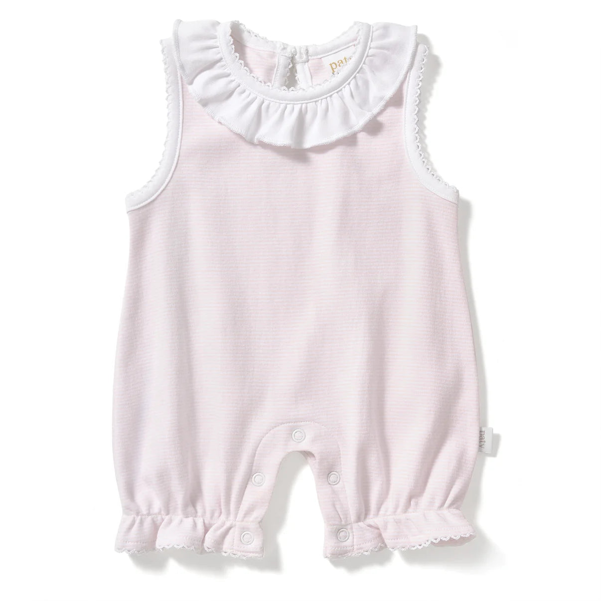 Paty Organic Cotton Striped Bubble with Ruffle Collar
