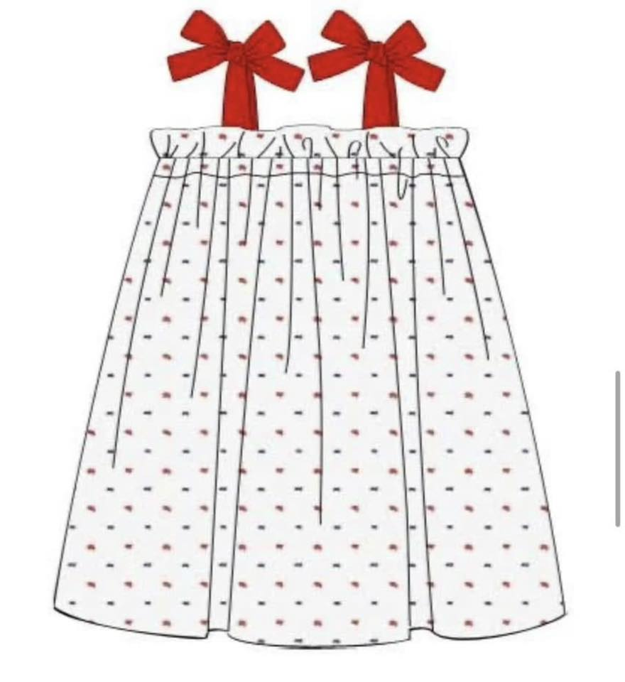 Red and Navy Swissdot Dress