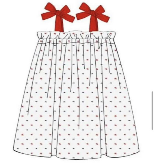 Red and Navy Swissdot Dress